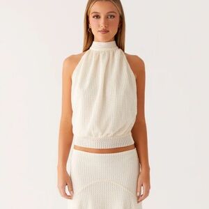 NWT PepperMayo Evaden Ivory Halter  Backless Top (XS)